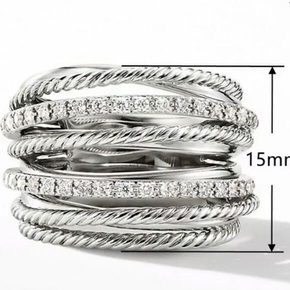 The Moderne Statement band ring in 925 & white sapphire sz 5 - Picture 5 of 8